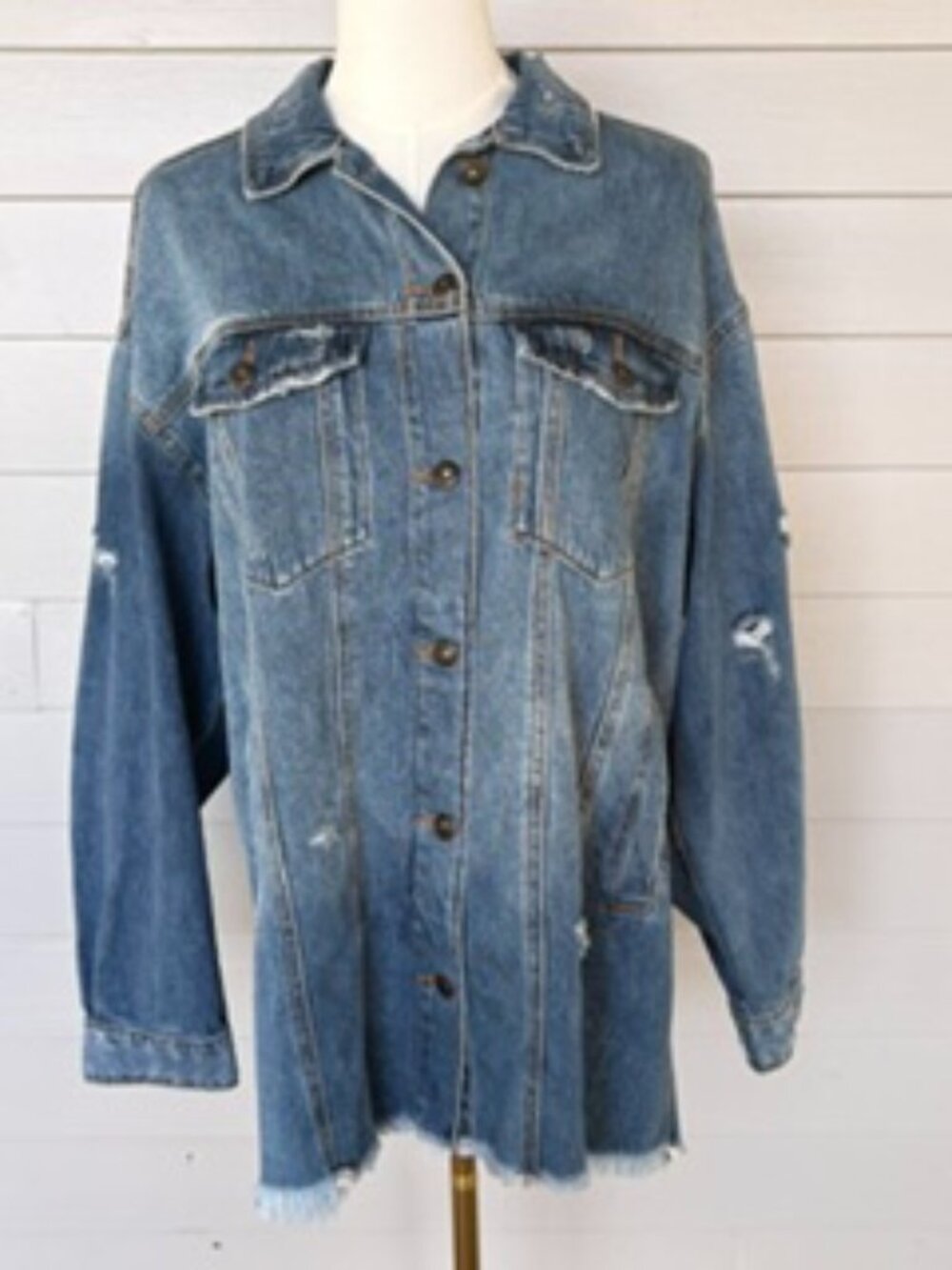 RODEO QUINCY- Distress Jean Jacket with Painted back